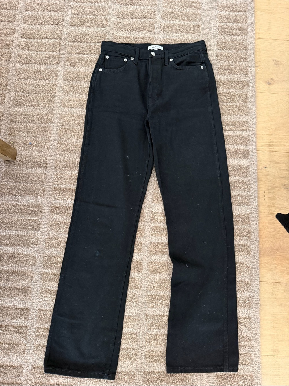 Re/Done Black High-Rise Straight Jeans